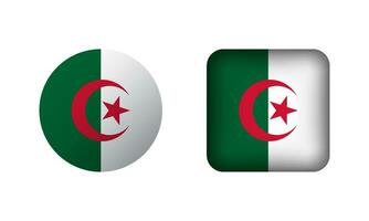 Flat Square and Circle Algeria Flag Icons vector