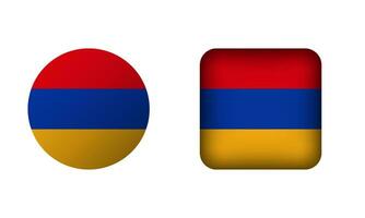 Flat Square and Circle Armenia National Flag Icons vector