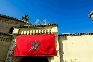 Morocco flag and architecture photo