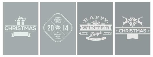 Set of winter labels Merry Christmas and New Year. Vector. Vintage typography design for xmas, new year emblem. vector