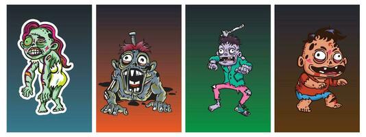 Illustrations of different zombie characters. vector