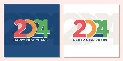 Happy New Year 2024 Greeting banner logo design illustration, Creative and Colorful 2024 new year vector