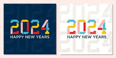 Happy New Year 2024 Greeting banner logo design illustration, Creative and Colorful 2024 new year vector