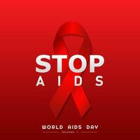 World AIDS Day, Illustration Of World Aids Day With Aids Awareness Ribbon. December 1st,  STOP AIDS vector
