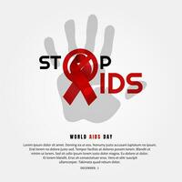 World AIDS Day, Illustration Of World Aids Day With Aids Awareness Ribbon. December 1st, STOP AIDS vector