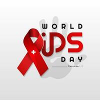 World AIDS Day, Illustration Of World Aids Day With Aids Awareness Ribbon. December 1st, STOP AIDS vector