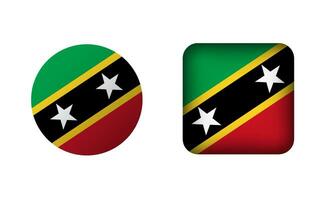 Flat Square and Circle Saint kitt and Nevis Flag Icons vector