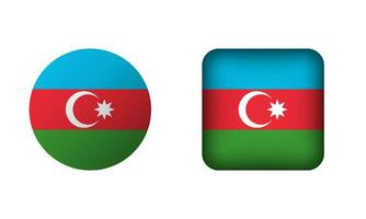 Flat Square and Circle Azerbaijan Flag Icons vector