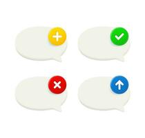 Speech bubble icon set with different pictograms. 3d vector icons set