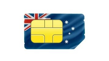 Mobile operator SIM card with australian flag. 3d vector illustration