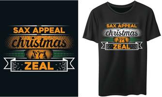 saxófono apelación Navidad celo saxofón Navidad camiseta diseño vector