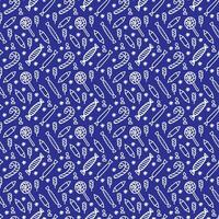 Christmas pattern in doodle style. White line on a dark blue background. Vector illustration.
