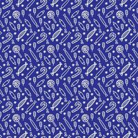 Christmas pattern in doodle style. White line on a dark blue background. Vector illustration.