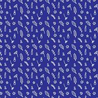 Christmas pattern in doodle style. White line on a dark blue background. Vector illustration.