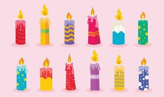 Candle collection flat vector illustration