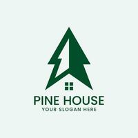 pine tree house logo vector icon design
