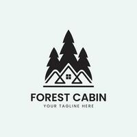 bosque cabina logo icono modelo vector ilustración diseño