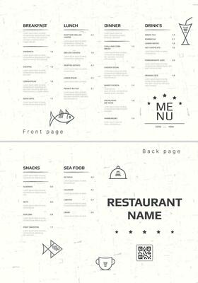 Restaurant cafe menu, template design. Two page food menu template.