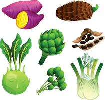 set of vegetable and greens vector