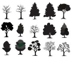 silhouette tree set vector