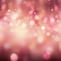 rose gold glitter bokeh background. backdrop of shiny blurry particles photo