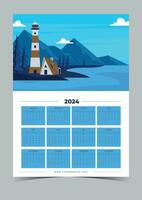 2024 calendar template vector illustration.