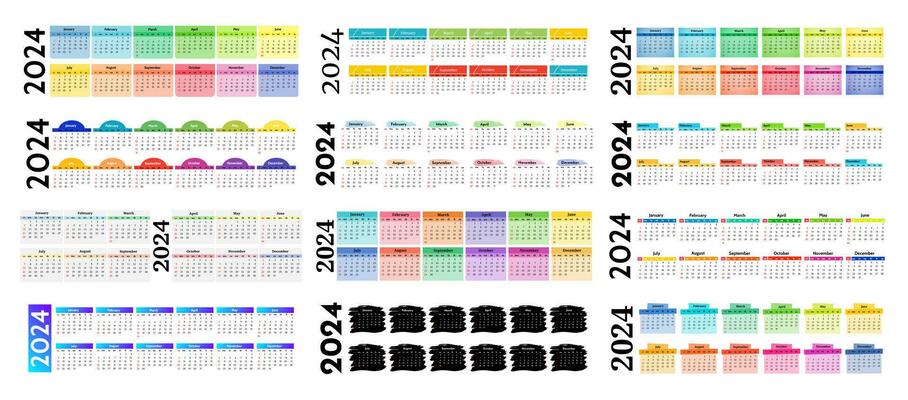 Calendar for 2024 isolated on a white background