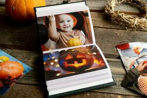 Halloween printed photos in picture album.