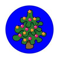 vector illustration of a Christmas tree with decorations in a cartoon style.