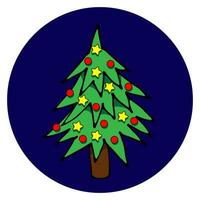 vector illustration of a Christmas tree with decorations in a cartoon style.