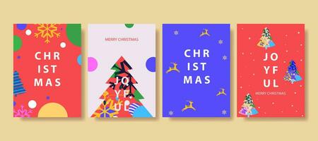 Navidad y nuevo año saludo tarjetas conjunto vector