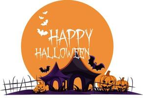 Happy Halloween Pumpkin Lettering Design Pro Vector