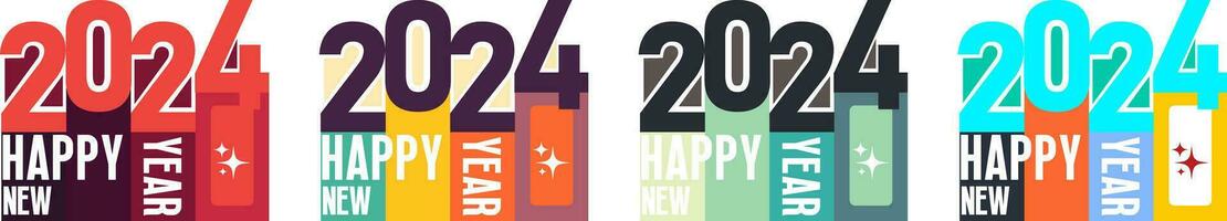 Happy new year 2024 logo vector design with modern ideas and colorful