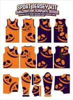 Scary Faces Jersey Design Sportswear Layout Template vector