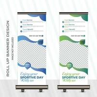 Professional roll up banner design, abd poll up banner design with 2 colors vector