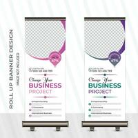 Professional roll up banner design, abd poll up banner design with 2 colors vector