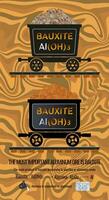 Set of vector illustrations of aluminum ore bauxite in mining trolleys. The main product of bauxite processing is aluminum or aluminum oxide. Mineral texture of ore and chemical formulas.