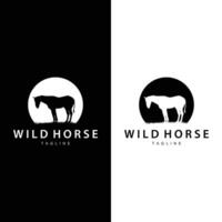 Wild Horse Logo Farm Design Silhouette Simple Vector Illustration Template