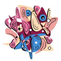 Abstract vector illustration with hand drawn elements, shapes and doodles.