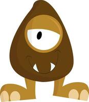 Brown smiling monster, vector or color illustration.