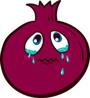 A crying pomegranate, vector or color illustration.