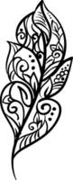 Black and White Feather Art, vector or color illustration.