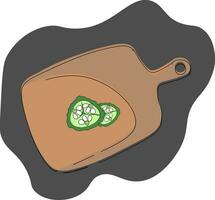 Cucumber on cutting board, vector or color illustration.