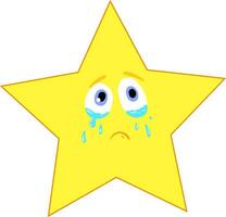 Crying star, vector or color illustration.