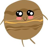 Jupiter with face illustration, vector or color illustration.