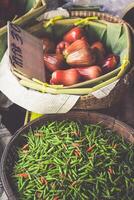 Thai food. Spicy food at Damnoen Saduak Floating Market near Bangkok, Thailand photo