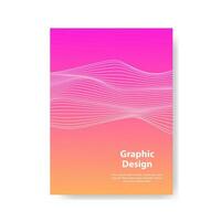 Colorful book cover with abstract wave lines vector