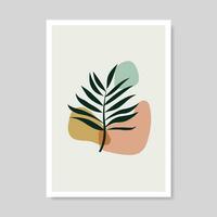 Wall decoration vector design. Art image of abstract shapes and plant leaves. Abstract Plant Art design for print, cover, wallpaper, Minimal and natural wall art. Vector illustration.