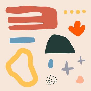 Hand drawn pattern various abstract shapes and doodle objects. Modern trendy vector illustration.