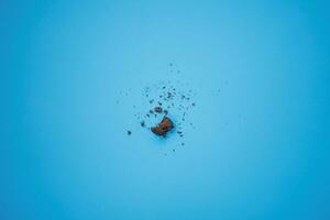 chocolate chunk cookies on a bright blue photo